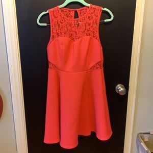 Coral lace cut out dress